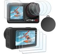 FitStyle - Confezione da 9 pellicole protettive per display per DJI OSMO Action 5 Pro, ultra trasparente in vetro temperato (anteriore e posteriore) + protezione dell'obiettivo + copriobiettivo
