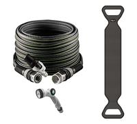 FITT FORCE PLUS 5/8" 15m - Kit con Tubo Acqua da Giardino Leggero, Resistente per Uso Intensivo, Lancia, Pistola Multigetto e Hose Caddy, Grigio