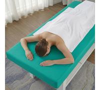 Fitted Massage Table Sheet Cover Waterproof Oilproof Reusable Spa Bed Cover with Face Hole, Elastic Stretch Lash Bed Sheet for Esthetician, Waxing, Tattoo and Beauty Salon(Verde,75x28in (with hole))