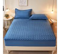 Fitted Sheet Bedding Wrinkle Fade Stain Resistant Full,Solid Color Crystal Velvet Bed Sheet Mattress Cover,Mattress Cover Bedspread for Bedroom Apartment White 150 x 200 cm (3 pezzi) (Blue Twin 90 x