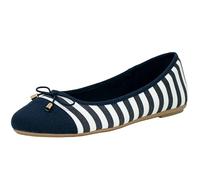 Fitters Footwear That Fits Donne Ballerine Grace Tessile Ballerina alla Marinara con Fiocco a Strisce (44 EU, Blu Bianco)