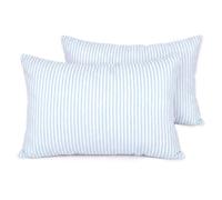 Fittia Federa cuscino bambini cotone bio 40x60, 2 pezzi, a strisce blu | Morbido e traspirante. Chiusura lampo nascosta. Ideale per passeggino e notti serene.