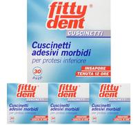 Fittydent Cuscinetti Adesivi Morbidi per Protesi Inferiore - 30 Pezzi, 30 unità, 1 (Confezione da 4)