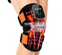 Fittyfun Ginocchiera per terapia a luce rossa con calore e vibrazioni, senza fili, 60 LED, massaggiatore per ginocchio vicino all'infrarosso con doppie lunghezze d'onda da 660 nm e 850 nm, fascia per
