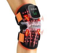 Fittyfun Ginocchiera per terapia a luce rossa con calore e vibrazioni, senza fili, 60 LED, massaggiatore per ginocchio vicino all'infrarosso con doppie lunghezze d'onda da 660 nm e 850 nm, fascia per