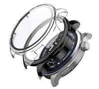 Fitudoos [2 Pezzi Cover per Amazfit Balance 2,custodia rigida in PC con pellicola protettiva in vetro temperato,Anti-Caduta Alta Sensibilità - nero-Trasparente