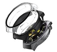 Fitudoos [2 Pezzi Cover per Huawei Watch GT 6 Pro 46MM,custodia rigida in PC con pellicola protettiva in vetro temperato,Anti-Caduta Alta Sensibilità - nero-Trasparente
