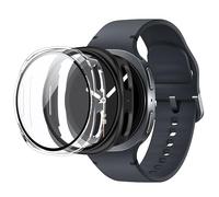 Fitudoos [2 Pezzi Cover per Samsung Galaxy Watch 8 40MM,custodia rigida in PC con pellicola protettiva in vetro temperato,Anti-Caduta Alta Sensibilità - nero-Trasparente