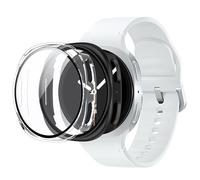 Fitudoos [2 Pezzi Cover per Samsung Galaxy Watch 8 44MM,custodia rigida in PC con pellicola protettiva in vetro temperato,Anti-Caduta Alta Sensibilità - nero-Trasparente