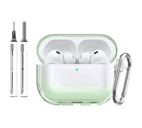 Fitudoos Cover per AirPods Pro 3,LED anteriore Visibile,Con portachiavi e kit di pulizia,Moschettone Portachiavi,Custodia Protettiva inTPU Compatibile con AirPods Pro 3.(Verde)