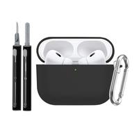 Fitudoos Cover per AirPods Pro 3,LED anteriore Visibile,Con portachiavi e kit di pulizia,Moschettone Portachiavi,Custodia Protettiva in Silicone Compatibile con AirPods Pro 3.(Nero)