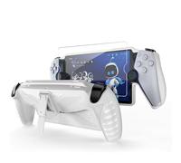 Fitudoos Cover per Playstation Portal,Custodia Sottile in TPU Morbido + [1 pezzi] Vetro temperato Pellicola Protettiva, Silicone Liquido Premium Custodia Protettiva per PlayStation Portal - Bianco.