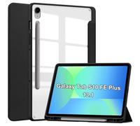 Fitudoos Cover per Samsung Galaxy Tab S10 FE Plus/Tab S10 FE+ 13.1 pollici, custodia protettiva in pelle PU con guscio in acrilico, funzione di supporto pieghevole e slot per penna-Nero