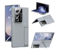 Fitudoos Cover per Samsung Galaxy Z Fold 7,con supporto e vetro temperato pellicola protettiva, antiscivolo, opaca, delicata sulla pelle Cover - Grigio