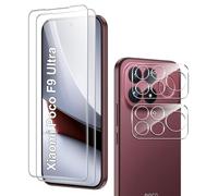 Fitudoos Vetro Temperato per Xiaomi Poco F9 Ultra 2+2 Pezzi | Set da 2 vetri per schermo + 2 proteggi lenti. Durezza 9H, senza bolle, antigraffio.