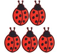 Fituenly 5 Pezzi di Toppe Ricamate a Forma di Coccinella, Piccole Toppe Stirare, Toppe Vintage Cucire, Applicazioni Ricamate per Abbellimenti di Abbigliamento.