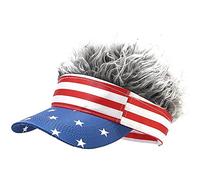 Fituenly Berretto da Baseball con Parrucche Bandiera Americana Cappelli da Pesca Stampati con Capelli Finti Visiera per Caccia e Escursioni nella Giungla