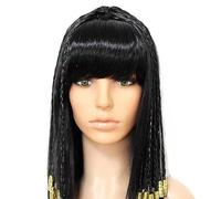 Fituenly Decorazione di Cleopatra, Parrucca Nera con Parrucca di Cleopatra, Acconciatura Antica dell'Egitto, Feste di Halloween, Cosplay da Regina