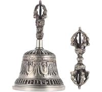 Fituenly La Campana di Meditazione Buddista Tibetana E Dorje Hanno Set Antichi Valle di Ottone Religioso Fatto a Mano Vajra Dorje Bell di Preghiera per Meditazione Yoga di Preghiera