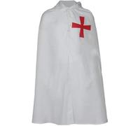 Fituenly Mantello Cavaliere Templare Medievale Bianco con Cappuccio, Mantello Lungo Crociato per Costume di Halloween, Accessorio Vintage Cosplay Rinascimentale per Adulti.