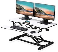 FITUEYES Convertitore da Scrivania In Piedi Grande 36''/91.5cm Standing Desk Converter per Doppio Monitor Regolabile in Altezza con Vassoio per Tastiera e Supporto per Telefono (Bianco)