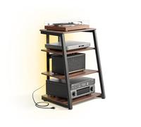 FITUEYES Design Mobile HIFI con Luci LED e Prese 4-Level Mobile Giradischi Capacità di Carico 50 kg Serie Eiffel