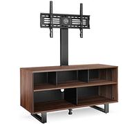 FITUEYES Mobile TV per 32-70 Pollici, Supporto TV da Pavimento con 2 Altezza & Ripiani Legno, Mobile Porta TV da Terra, Mobili TV Max VESA 600x400mm
