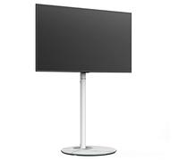 FITUEYES Supporto TV da pavimento di in stile scandinavo per supporto TV ad angolo da 32" a 60" serie Master con base in vetro strutturato Rockslab Gestione dei cavi nascosta