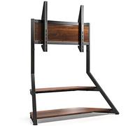 FITUEYES Supporto TV Pavimento con 2 Ripiani, Artistico Eiffel 75-100" | Supporto TV da Terra, Regolabili in altezza Gestione cavi, Carico 85 kg, per Soggiorno, Camera e Ufficio, Serie Eiffel