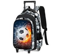 Fitvc Zaino con rotelle per ragazzi - Zaino per ragazzi con ruote Trolley per la scuola per ragazzi, Soccer-001-zaino Solo