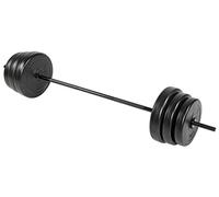 Fitvids - Set di pesi da 45,4 kg con 2 piastre da 4,5 kg, 6,8 kg e 11,3 kg e bilanciere standard, nero/rosso, 45,4 kg con barra