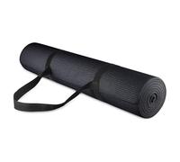 Fitvids - Tappetino da yoga multiuso da 6,35 cm, ad alta densità, anti-strappo, con cordoncino per il trasporto, nero