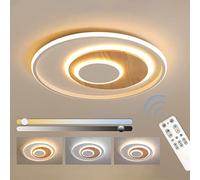 FitzMia Plafoniera a LED, lampada da soffitto con legno, dimmerabile, con telecomando, moderna lampada rotonda in legno, per camera da letto, cameretta dei bambini, soggiorno, cucina, 24 W, 2400 lm,