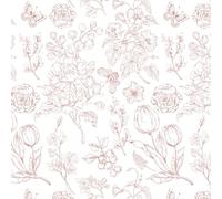 Fiula Carta da parati autoadesiva rosa, motivo floreale, 44 x 500 cm, carta da parati bianca, con farfalle e tulipani, in vinile spesso, impermeabile, rimovibile, per soggiorno, camera da letto