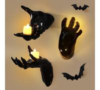 Fiula Mano horror di Halloween, decorazione da parete per Halloween, portacandele per Halloween, mano del diavolo, decorazione decorativa per Halloween, decorazione atmosferica (rotonda)