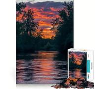 Fiume al tramonto Puzzle da 1000 pezzi per adulti e ragazzi Ricorda Costruisci lentamente Divertiti Taglio preciso Opera d'arte da collezione (38x26cm)