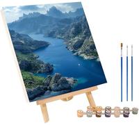 Fiume Dipingere con i Numeri Adulti con Telaio, Paint by Numbers Montagna, DIY Dipingere con i Numeri Kit con 3 Pennelli e Vernice Acrilica, Hobby Creativi Adulti, Decorazione Casa 50x65cm Q-7243