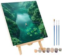 Fiume Dipingere con i Numeri Adulti con Telaio, Paint by Numbers Paesaggio, DIY Dipingere con i Numeri Kit con 3 Pennelli e Vernice Acrilica, per Decorazione Casa, Regalo Donna 100x135cm 2-7507