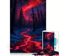 Fiume rosso in una foresta innevata, puzzle da 1000 pezzi per ragazzi, gioco di logica, divertimento al chiuso, bordo premium, regalo memorabile (50x75cm)