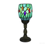 Fiunkes Lampada da Comodino in Vetro colorato Beige e Rosa, Lampada Decorativa con Fiori di Rosa e Perline di Cristallo Bianco ambrato, Lampada a Lanterna per Camera da Letto, Biblioteca,Colored