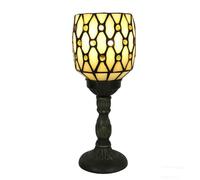 Fiunkes Lampada da Comodino in Vetro colorato Beige e Rosa, Lampada Decorativa con Fiori di Rosa e Perline di Cristallo Bianco ambrato, Lampada a Lanterna per Camera da Letto, Biblioteca,Beige