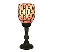 Fiunkes Lampada da Comodino in Vetro colorato Beige e Rosa, Lampada Decorativa con Fiori di Rosa e Perline di Cristallo Bianco ambrato, Lampada a Lanterna per Camera da Letto, Biblioteca,Rosa