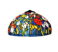 Fiunkes Paralume in Vetro colorato Verde, Rosa e Giallo con Motivo Uccelli e Fiori, 16 Pollici, Ricambio per Lampada da Tavolo, Lampada da soffitto, Lampada da Terra, Paralume con Texture Acqua,Verde