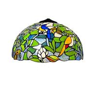 Fiunkes Paralume in Vetro colorato Verde, Rosa e Giallo con Motivo Uccelli e Fiori, 16 Pollici, Ricambio per Lampada da Tavolo, Lampada da soffitto, Lampada da Terra, Paralume con Texture Acqua,Rosa