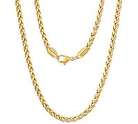 Fiusem Catena di grano per uomini e donne, 2/2,5/3/4/5 mm argento/placcato oro 14 carati/collana nera, collana da uomo in acciaio inox, collana da uomo 40-71 cm, 26 Inches, Acciaio inossidabile, Non