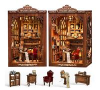 FIVAVA Book Nook Kit per adulti - Puzzle in legno 3D in miniatura, casa delle bambole, fai da te, libreria, decorazione con luce a LED, regalo creativo per gli amanti dei libri, donne, adolescenti