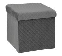 Five - 2 in 1 Pouf e contenitore in velluto grigio 31 x 31 cm