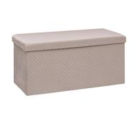 Five 2 in 1 - Pouf pieghevole doppio e contenitore in velluto beige, lino, 76 x 38 cm