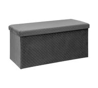Five 2 in 1 - Pouf pieghevole doppio e contenitore in velluto grigio, 76 x 38 cm
