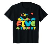Five A-Saurus, Dinosauro di 5 Anni, 5° Compleanno, Maschietto e Bambina Maglietta